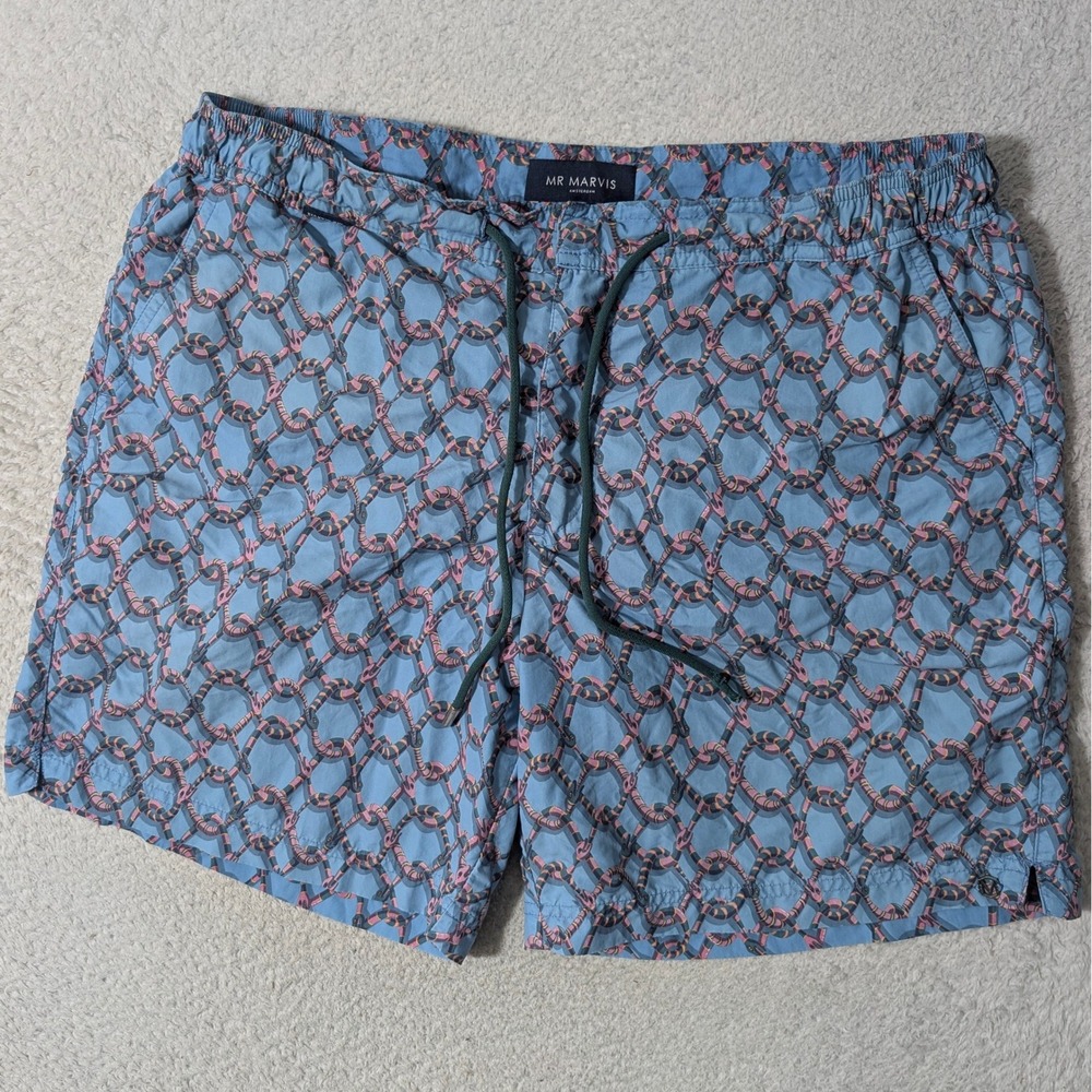 Mr Marvis Swim Shorts Mens L W34/7 Blue‎ Pink Snake Print Hypnotics
